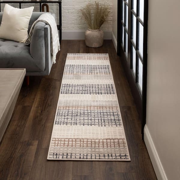 Reed Multi 2 ft. 1 in. x 7 ft. 6 in. Modern Contemporary Geometric Plaid Runner Rug
