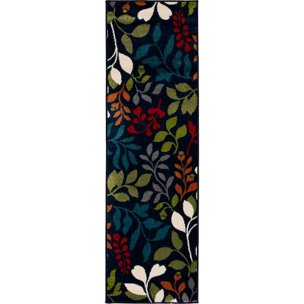 Tecopa Verinda Blue 2 ft. x 6 ft. 7 in. Floral Polypropylene Indoor/Outdoor Area Rug