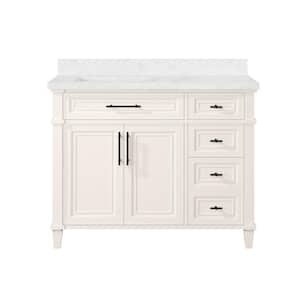 High brook 42 in. W x 22.1 in. D x 34.5 in. H Single Sink Bath Vanity in Picket Fence with White Engineered Marble Top