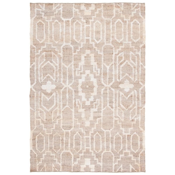 SAFAVIEH Natural Fiber Gray/Ivory 5 ft. x 8 ft. Modern Geometric Area Rug
