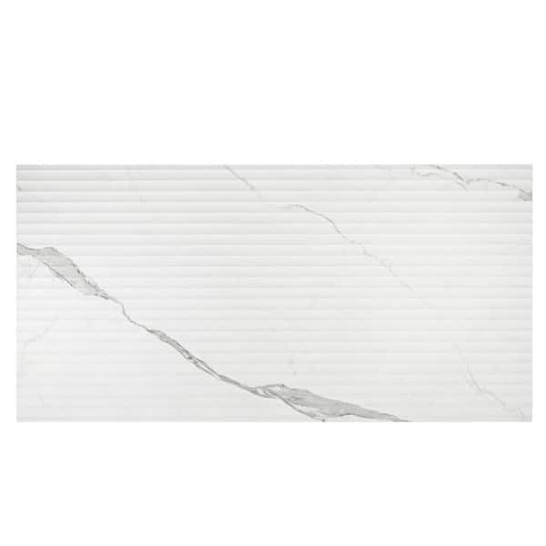 Terrain 24 in. x 48 in. Matte White Gray Porcelain Fluted grooved Large Format Tile (15.55 sq ft/case)-2 Pack