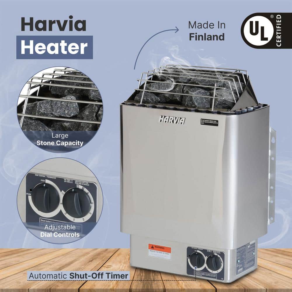 White Pine 8-Person Barrel Sauna with 9 kW Heater
