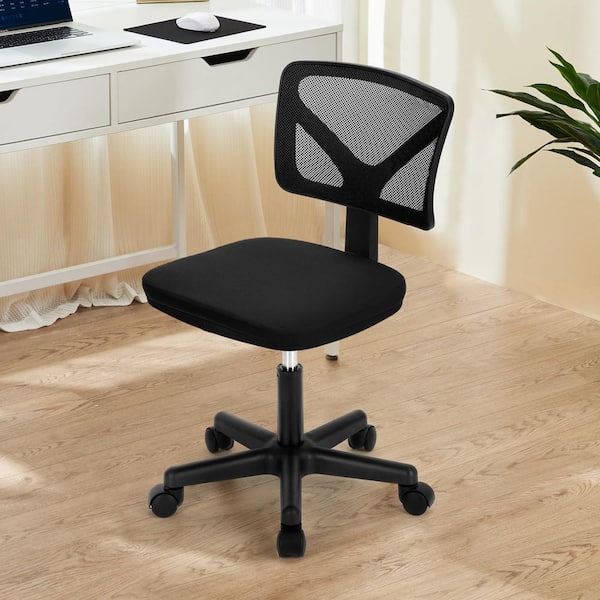 1-Pieces Black Office Chair Mesh Adjustable Swivel Computer Desk Chair Task Chair Low-Back