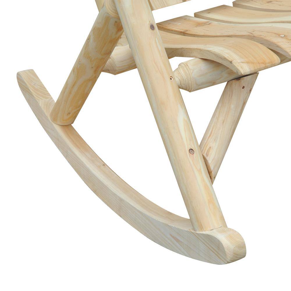 Rustic Fir Wood Adirondack Double Rocking Chair in Burlywood