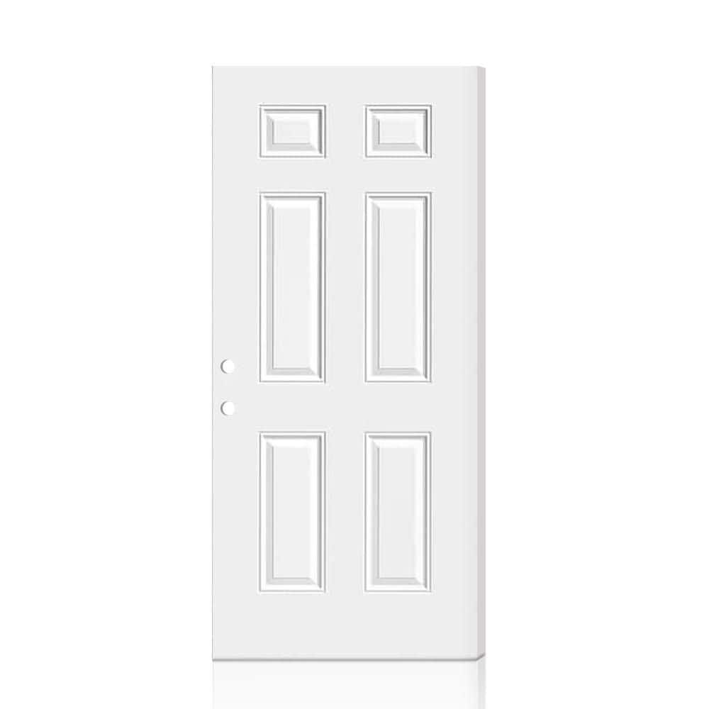 36 in. x 80 in. Universal/Reversible Premium 6-Panel White Steel Front Door Slab price history on PriceWatchPro