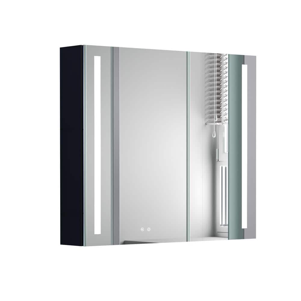 29.5 in. W x 25.6 in. H LED Rectangular Aluminum Medicine Cabinet with Mirr