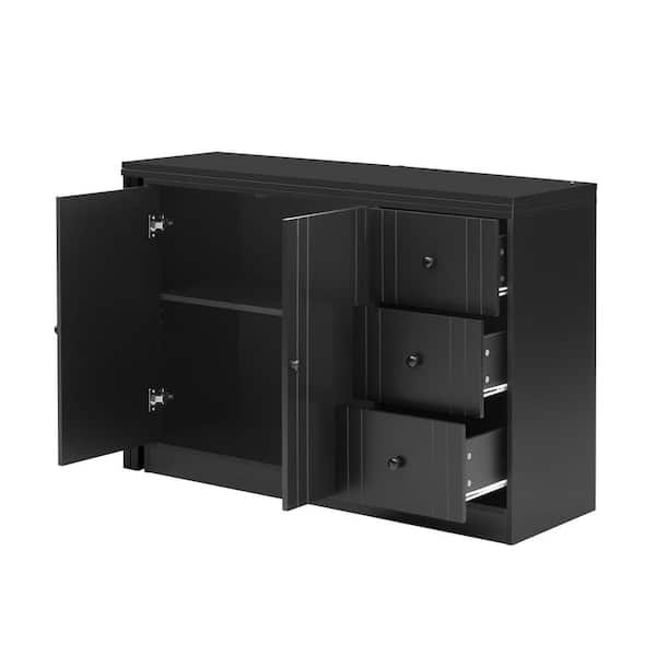 COWLOWN 88.2 in. W x 15.6 in. D x 32.9 in. H Bathroom Black Linen Cabinet