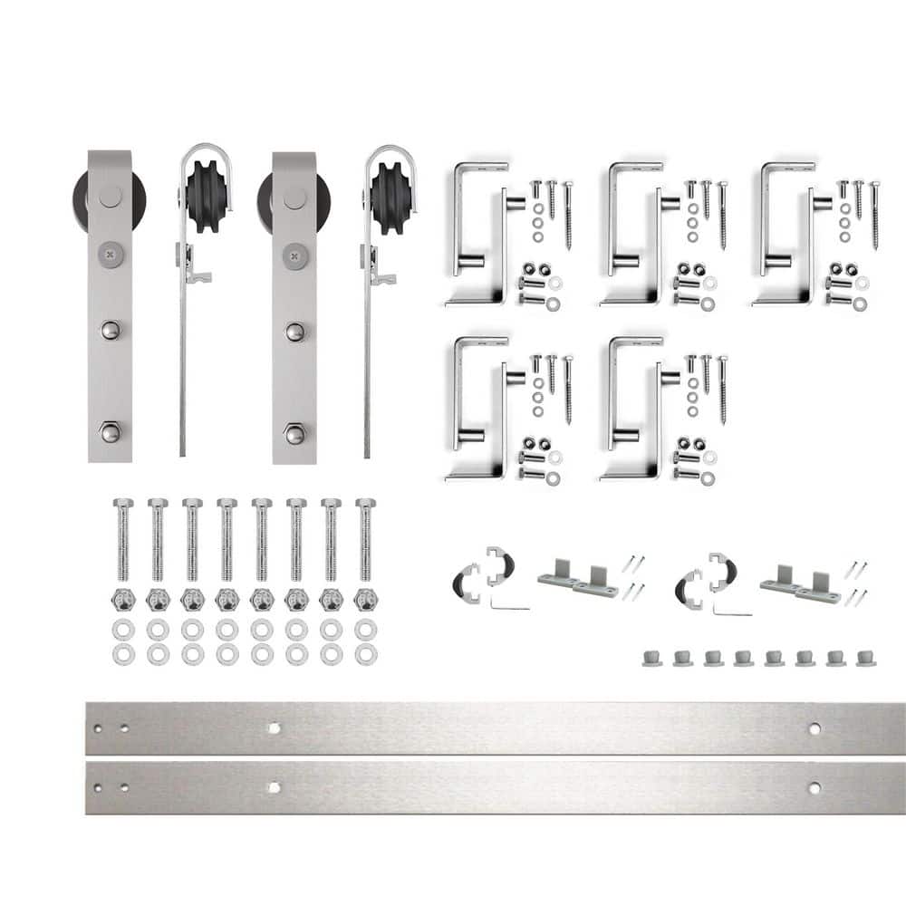 6 ft./72 in. Brushed Nickel Double Track Bypass U-Shape Sliding Barn Door Hardware Kit - Classic Design Roller price history on PriceWatchPro