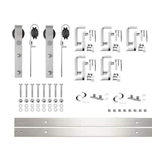 6 ft./72 in. Brushed Nickel Double Track Bypass U-Shape Sliding Barn Door Hardware Kit - Classic Design Roller