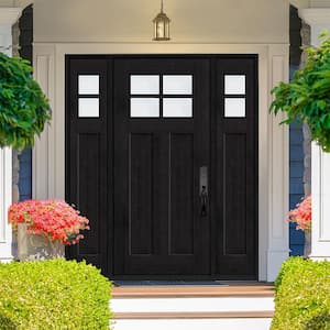 Regency 64 in. x 80 in. LHIS 4L-1/4 Toplite Clear Glass Onyx Stain Fir Fiberglass Prehung Front Door with Dbl 12 in. SL