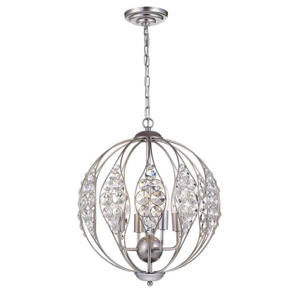 Warehouse of Tiffany Comelia 17 in. 3-Light Indoor Silver Pendant Lamp with Light Kit