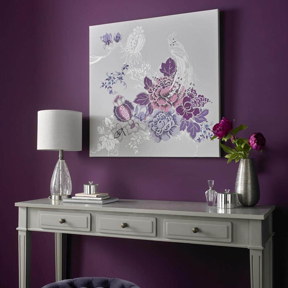 Bijou Bliss 31" Purple and White Floral Canvas Wall Art