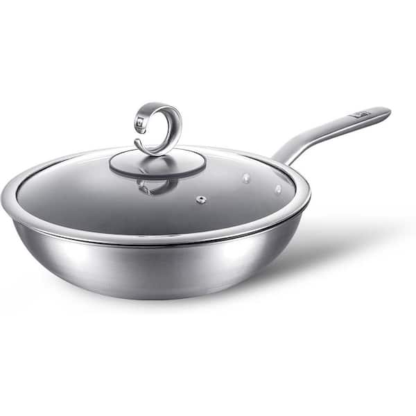 13 in Wok 100% Pure Titanium Nonstick Zero Coating Durable All Stovetop Oven Safe Dishwasher Safe with Lid