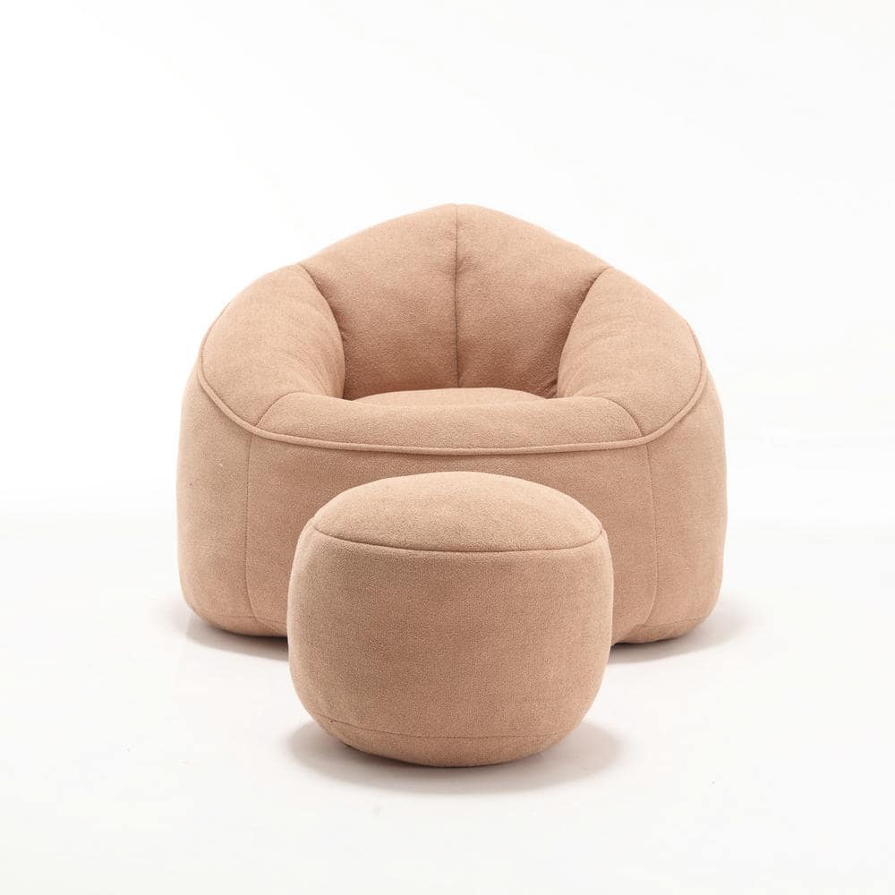 2-Piece Tan Microfiber Outdoor Loveseat with Ottoman, Memory Sponge Filler 