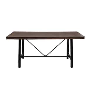 72 in. Brown and black Wood Top 4 Legs Dining Table (Seat of 6)