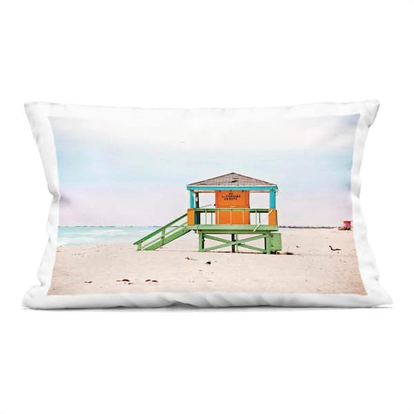 Stupell Industries No Lifeguard On Duty Green Abstract Polyester 14 in. X 20 in. Throw Pillow