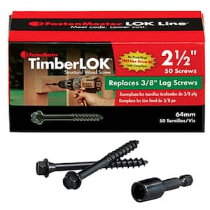 TimberLOK Structural Wood Screws – 2-1/2 inch wood screws with hex head – Black (50 Pack)