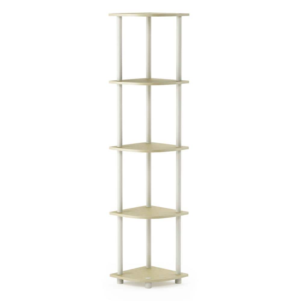 5 Shelf Corner Bookcase, Cream Shelving Unit