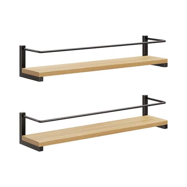 Wood Wall Mount Spice Rack Hanging Organizer for Kitchen Over Stove Bathroom Bedroom Study 2 Pack