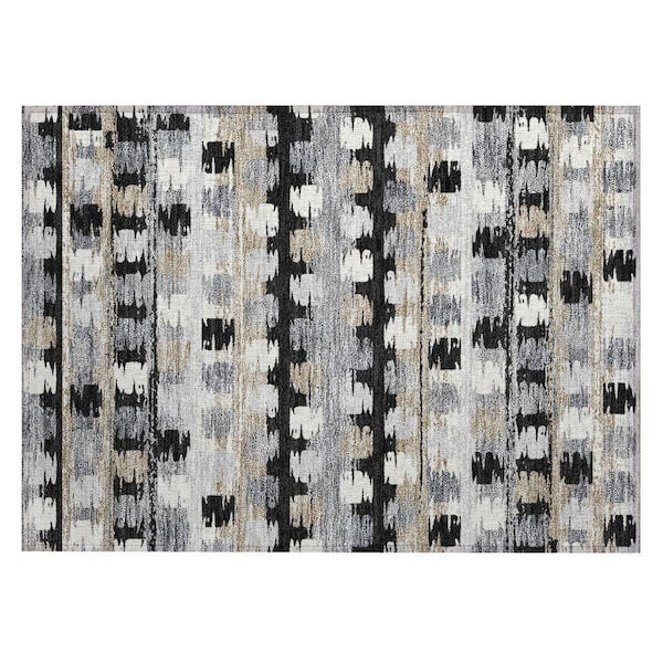 Chantille Machine Washable Indoor/Outdoor Abstract ACN2673 Black 2 ft. x 3 ft. Accent Rug