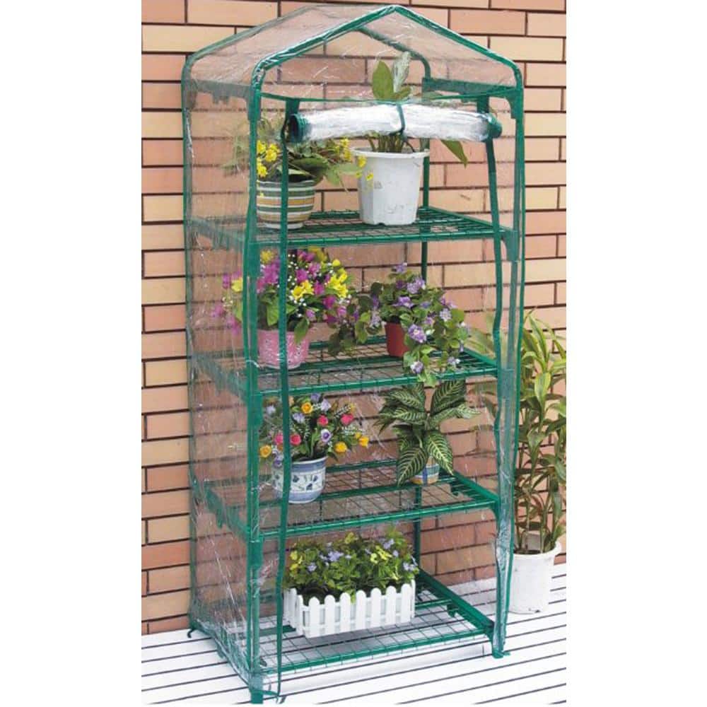 Zenport 2.5 Ft. Green Steel Four-Tier Mini Greenhouse
