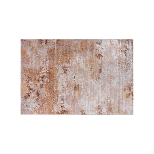 Ocean Abstract Beige 2 ft. x 3 ft. Non-Slip Rubber Back Indoor Area Rug