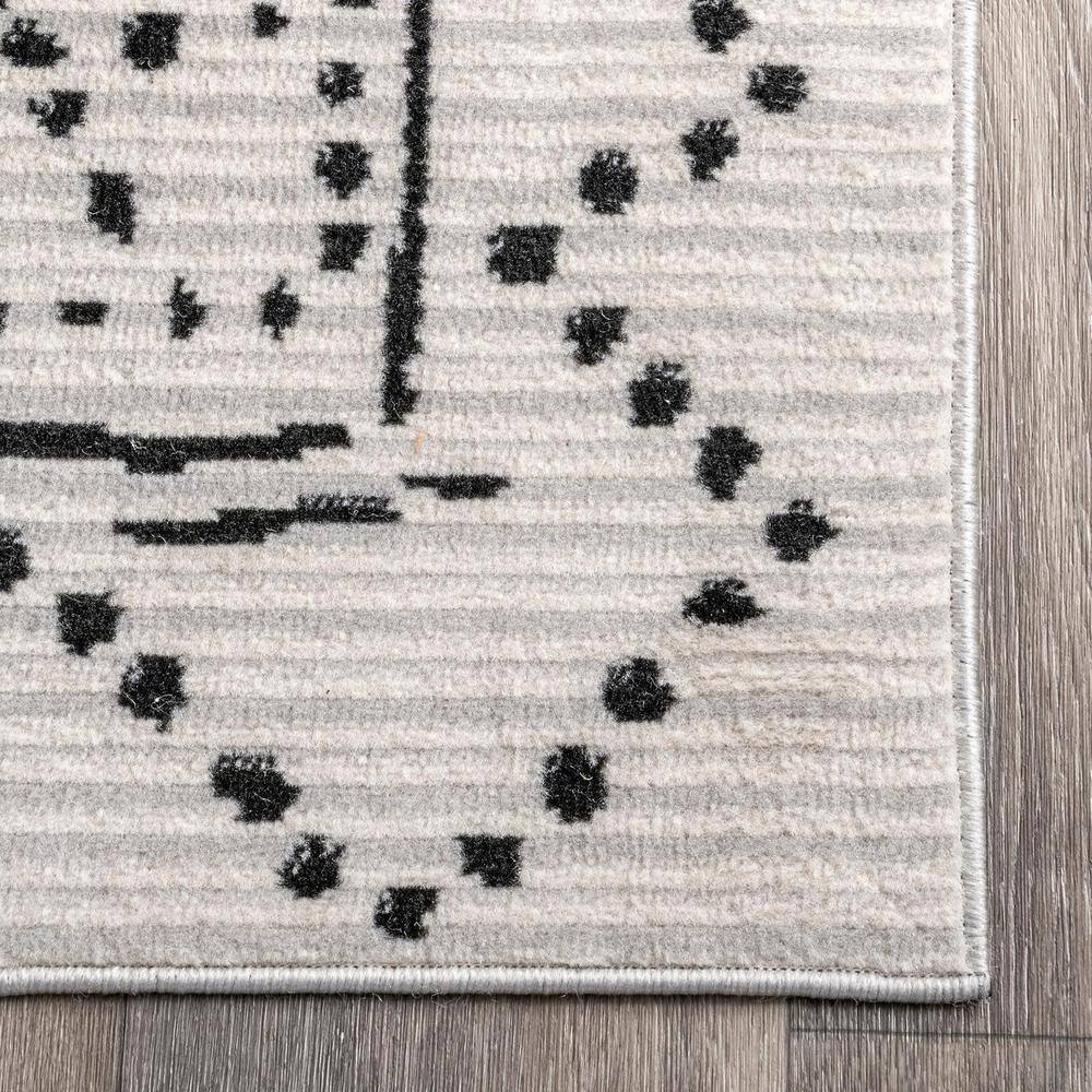 Mila Gray and White Moroccan Diamond Trellis Runner Rug