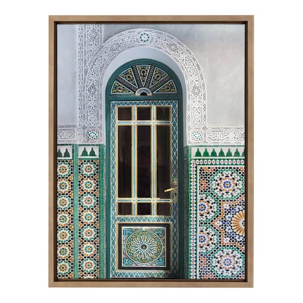 Kate and Laurel Sylvie Morocco Essaouira Door by Golie Framed Canvas Culture Art Print 24 in. x 18 in.
