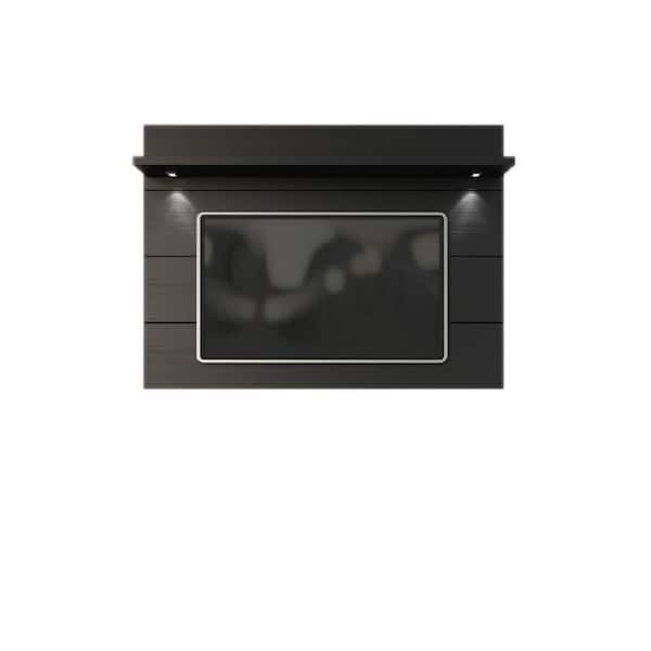 Manhattan Comfort Cabrini 71.25 in. Black Composite Wood Entertainment Center Fits TVs Up to 60 in. with LED Lights