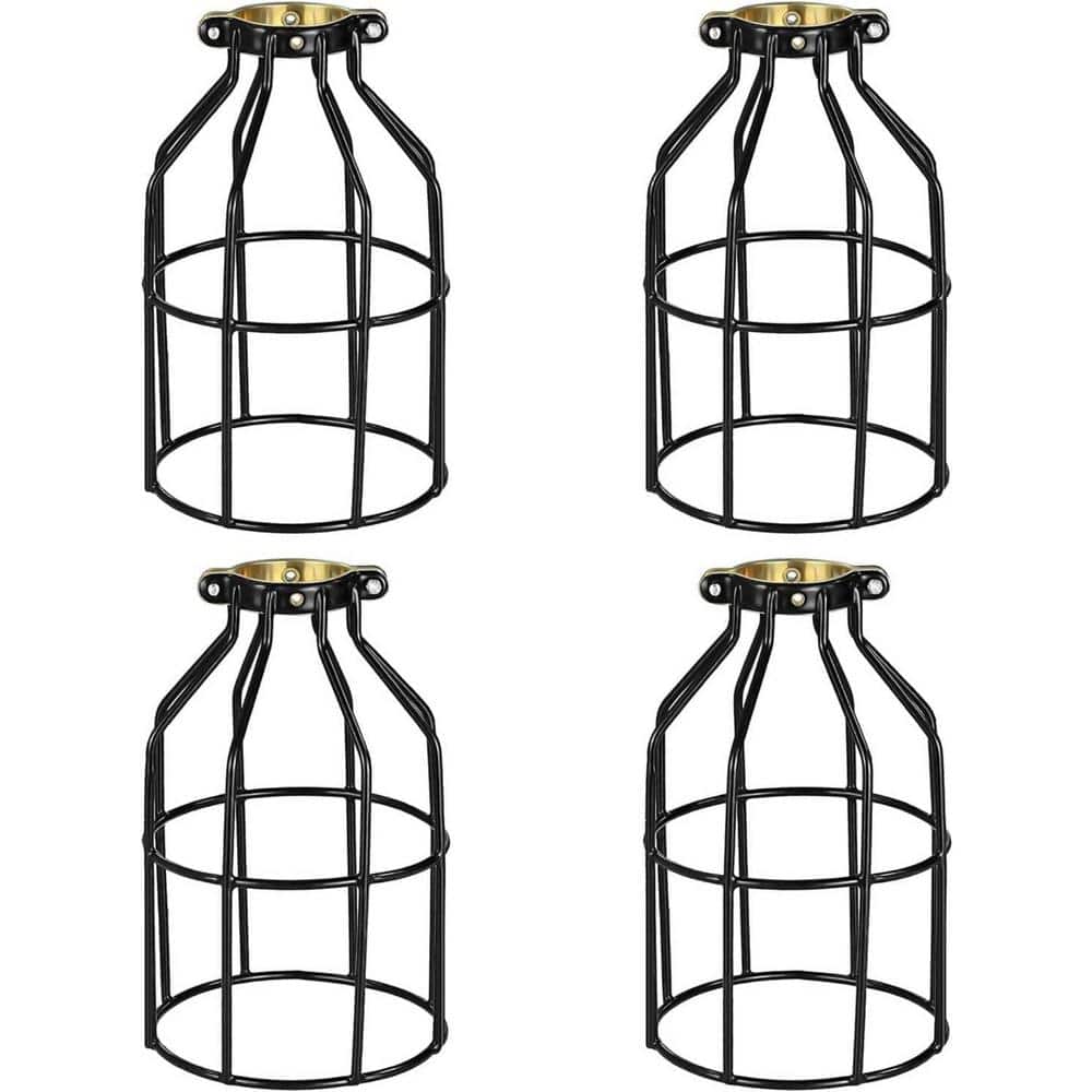 4-Pack 60-Watt 1-Light Black Shaded Retro Fixtures Pendant Light, No Bulbs 