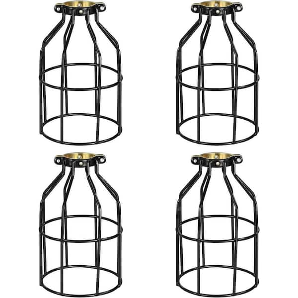 Tidoin 4-Pack 60-Watt 1-Light Black Shaded Retro Fixtures Pendant Light, No Bulbs Included