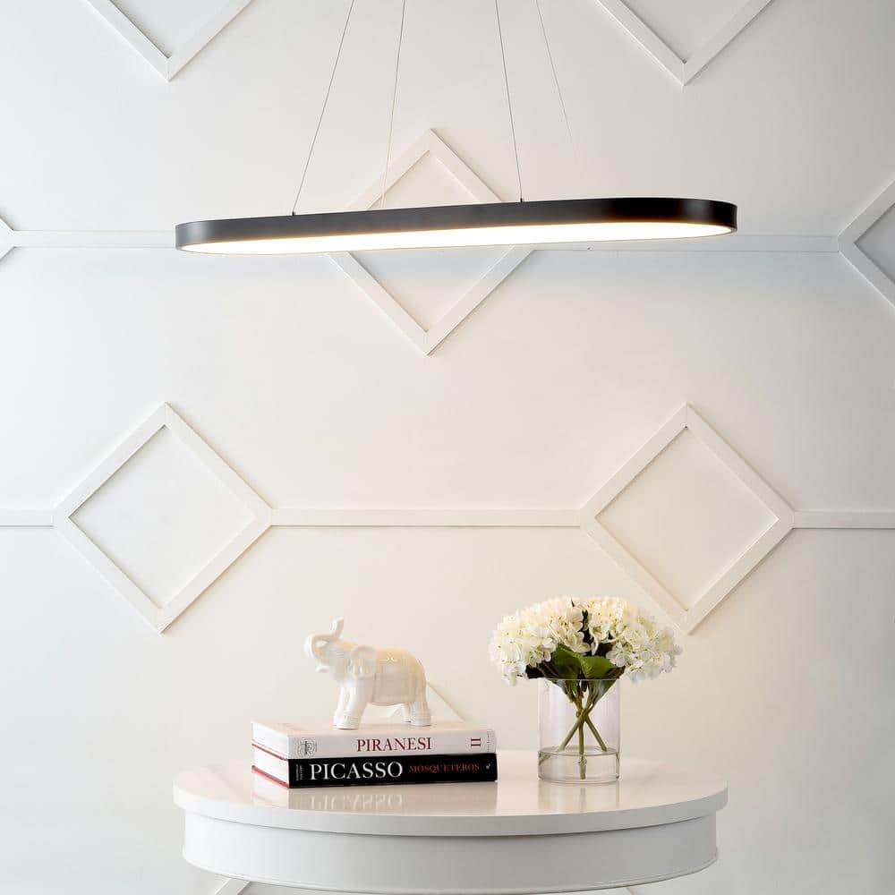 Nolan 38.75" Satin Black Modern Bohemian LED Linear Pendant