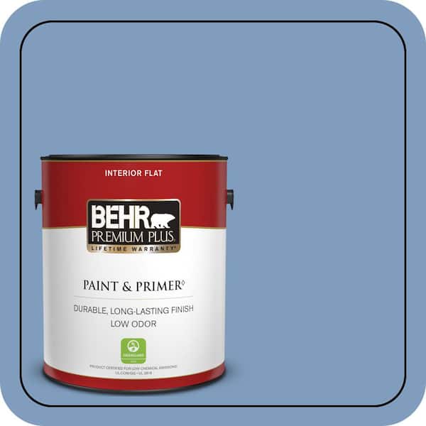 BEHR PREMIUM PLUS 1 gal. #M530-4 Washed Denim Flat Low Odor Interior Paint & Primer