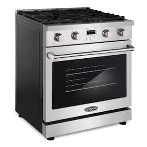 30 in. Slide-In Freestanding 4.8 cu. ft. Gas Range with 4-Sealed Gas Burners and Convection Oven in Stainless Steel
