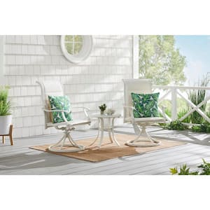 Riverbrook Shell White 3-Piece Outdoor Patio Aluminum Round Padded Sling Swivel Seating Set