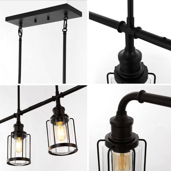 JONATHAN Y Abbott 34 in. 4-Light Oil Rubbed Bronze/Clear
