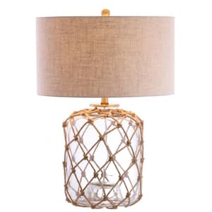Mer 26.5 in. Brown/Clear Glass and Rope Table Lamp