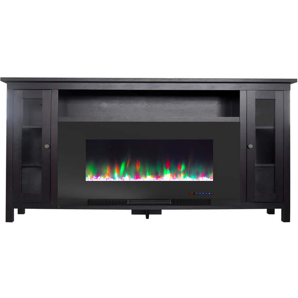 Somerset 70" Dark Coffee Black Electric Fireplace TV Stand