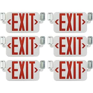 Ciata Ultra Bright Slim Rechargeable Indoor Exit Light Combo Sign Fixture with Battery Powered Backup, Red, 6 Pack