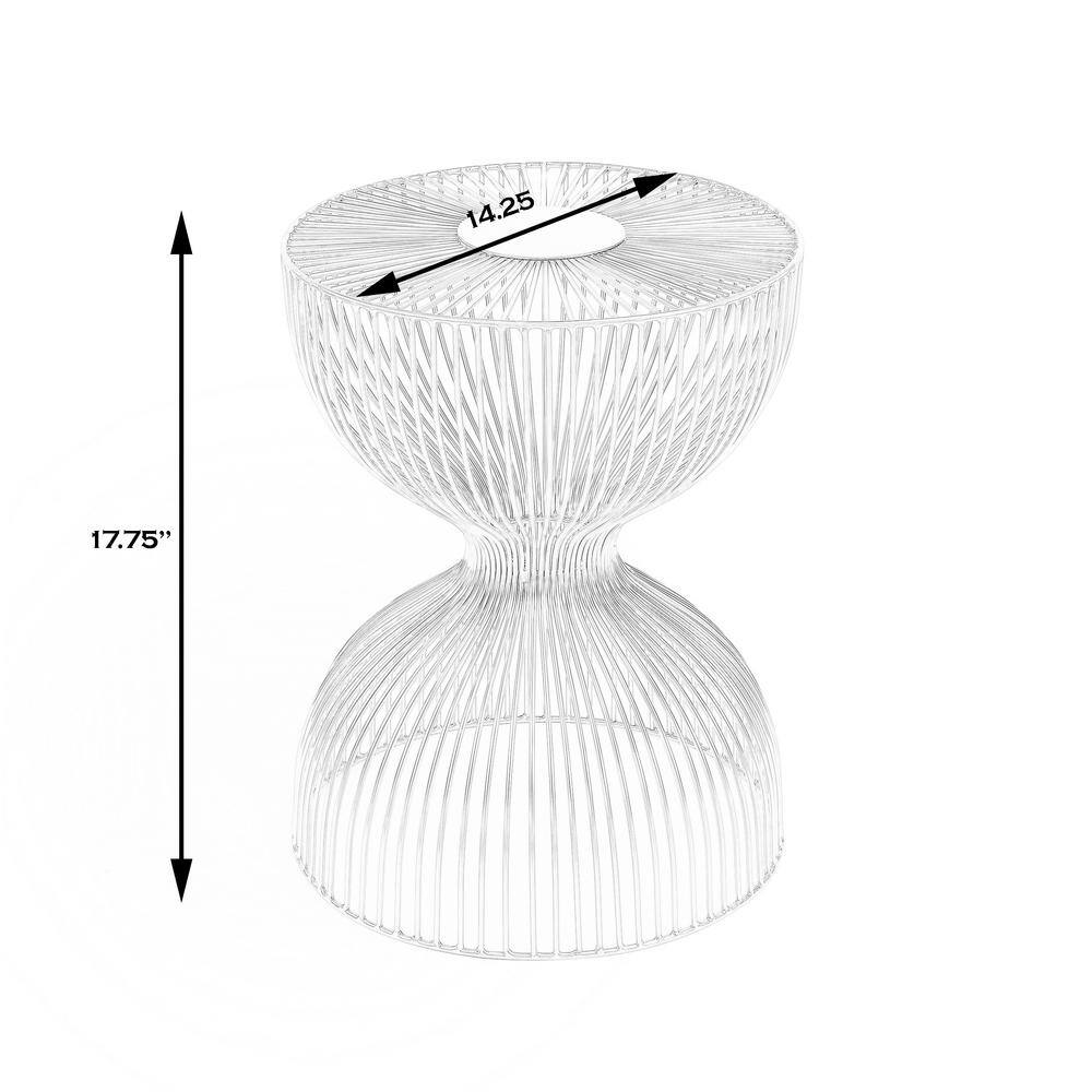 Nicholas Silver Metal and Glass Round Side Table