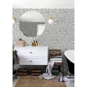 30.75 sq. ft. Black and White Classic Leopard Vinyl Peel and Stick Wallpaper Roll