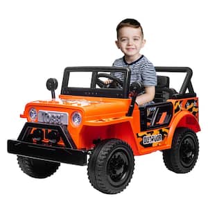 12-Volt Kids Ride on Car Children's Battery Powered Electric Truck with LED Lights, Orange