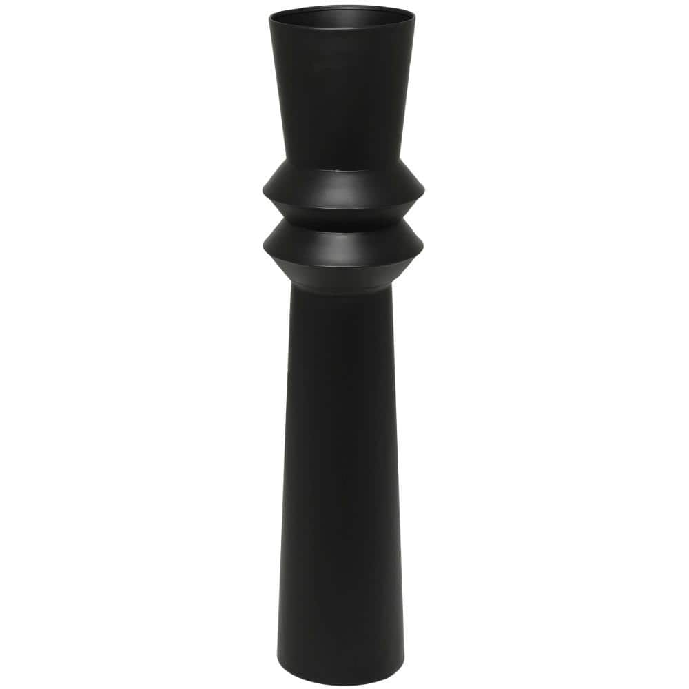 Novogratz 38 in. Black Tall Art Deco Fluted Floor Metal Decorative Vase