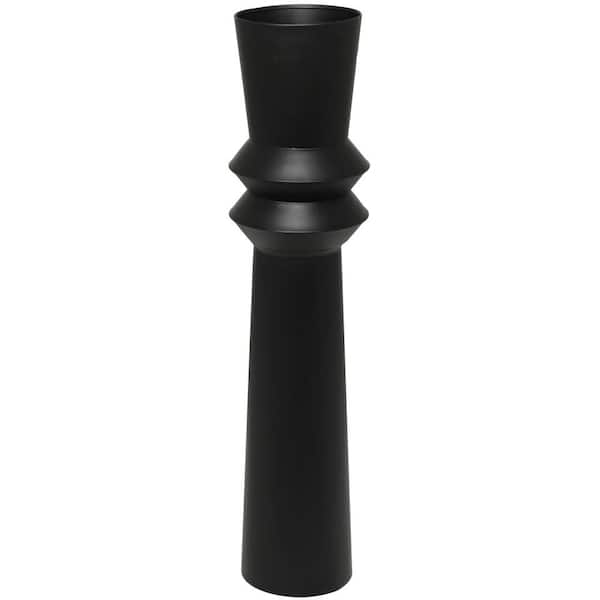 Novogratz 38 in. Black Tall Art Deco Fluted Floor Metal Decorative Vase