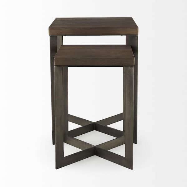 HomeRoots Mariana 19 in. Brown Square Wood End Table