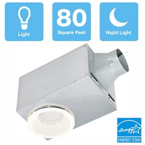 80 CFM Recessed Ceiling Bathroom Exhaust Fan with LED Light and Nightlight, ENERGY STAR