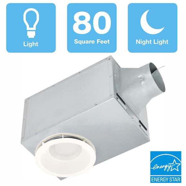 Delta Breez 80 CFM Recessed Ceiling Bathroom Exhaust Fan with LED Light and Nightlight, ENERGY STAR