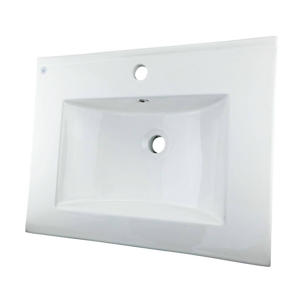 Luke 24'' White Porcelain Drop-In Bathroom Sink with Overflow