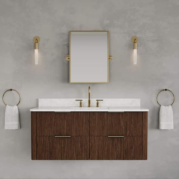 Eureka 48 in. Single Sink Freestanding Truffle Oak Bath Vanity with Carrara White Engineered Stone Top Pre-Assembled