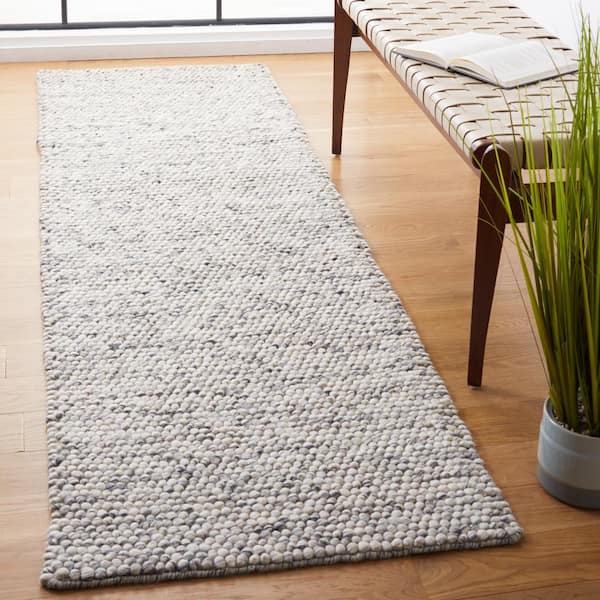 Natura 2 ft. x 18 ft. Light Gray/Ivory Solid Runner Rug